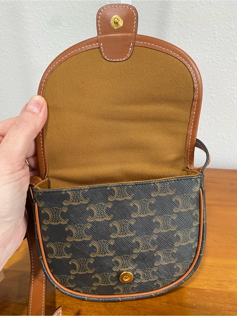 Small Brown Leather-Trim Crossbody Bag - Picture 10 of 14